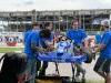 The EV Kartz team works on the cart.